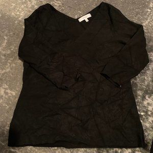 Milly 3/4 sleeve black double v-neck sweater
